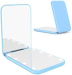 WOBSION Small Mirror with Lights,LED Compact Makeup Mirror,1x/3x Mini Travel Mirror with Magnification,Portable for Purse,Pocket,Gifts for Girls,Blue