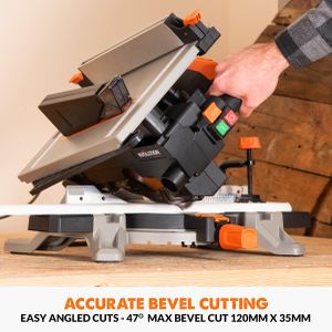 Evolution Mitre Table Saw – R210MTS-G2, Multi-Material Cutting