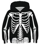 Belovecol Boys Girls Hoodie 3D Black Skull Halloween Fuuny Teens Hoodies Hooded Jumpers with Drawstring Pockets 14 15 16 Years