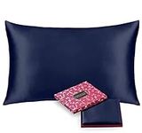 Sleep Mantra Queen Silk Pillowcase Navy Blue - 30 Night Free Trial, 22 Momme, Pure Mulberry Silk Luxury Sham, Washable and Breathable, Soft Pillow Cover with Hidden Zipper Closure (51 x 76 cm)