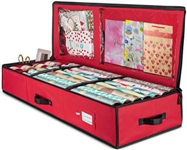 Premium Christmas Wrapping Paper Storage Bag with Interior Pockets - Fits 24 Rolls, Christmas Decoration Storage Box, 600D Tear-Proof Xmas Gift Wrap Organiser for Bows, Tags & Ribbons- 5 Year Warranty