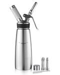 Sivaphe Whipped Cream Dispenser Stainless Steel 500ml Cream Whipper Siphon with 3 Decorating Nozzles and Cleaning Brush - Use 8 Gram N2O Cream Chargers (Not Included) Family