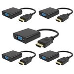 HDMI to VGA, 1080P Compatible HDMI to VGA Adapter for Computer, Laptop, PC, Monitor, HDTV, Digital to Analog Converter Cable for Xbox 360, PS3, TV Box to Projector Displayer. (5PCS)