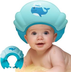 Baby Shower Cap Shield, Shower Cap for Kids, Visor Hat for Eye and Ear Protection for 0-9 Years Old Children,Cute whale shape Makes the Baby Bath More Fun (Blue)