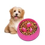 Flexzion Slow Feeder Dog Bowl Interactive Dog Puzzle Bowl, Anti-Choke, Non-Slip Slow Eating Dog Bowl Fun Pet Feeder Anti-Bloat Maze Bowl Dishwasher Safe Easy to Clean - 300ML (1.5 Cups/10 oz) Pink