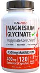 CLN Labs Magnesium Glycinate (Bisglycinate) - 3500mg (400mg Elemental) | 120 High Strength Capsules | Highly Bioavailable Chelated Magnesium Supplement | 1-2 Months Supply | Made in UK - GMP Certified