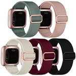 chinbersky 5 Pack Strap Compatible with Fitbit Versa 2 Straps/Fitbit Versa Strap for Women and Men, Soft Adjustable Stretch Nylon Sport Replacement Band for Fitbit Versa 2/Versa/Versa Lite/SE