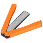 Double Sided Diafold Sharpener, Fine/Coarse Diamond Sharpening Stone, 400/600 Grit Foldable Knife Sharpener Gritstone Whetstone Anti-Slip Handheld (Black)(Orange)