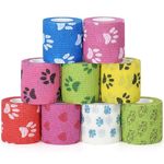 9 Rolls Pet Vet Wrap Self Adhesive Bandage Cohesive Dog Bandages for Pets Elastic Bandage Vet Wrap Tape for Wrist Ankle Sprains & Swelling 5cm x 4.5m