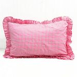 Sleepy Threads Latest Pink Pillow Cover Checkered Pattern with Firlls at Borders 27×18 Inch Throw with Frill Border for Sofa,Living Room,Bedroom, Deewan,Couch