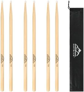 EASTROCK 5A Drum Sticks Nylon Tip 3 Pairs Maple Drumsticks for Kids Adults Drummers