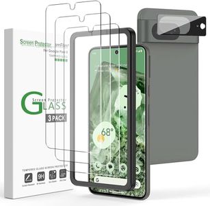 amFilm 3+1 Pack for Google Pixel 8 Screen Protector 6.2" Tempered Glass, Ultrasonic Fingerprint Compatible, with Easy Installation Frame, Anti Scratch, Bubble Free, Case Friendly, Upgrade Version