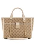 NINE WEST Allington Small Tote, Mocha Logo/Beige, Mocha Logo/Beige, Large