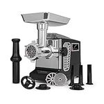 Klarstein Kraftprotz - Electric Meat Grinder, Power: 700 Watts, Blocking Power: 1800 Watts, Copper Motor, 2 Speeds & Reverse Running, Aluminium Bowl, Stainless Steel Blade - Black/Silver