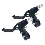 1 Pair Bicycle Brake levers, 2pcs Aluminium Alloy Bike Brake Handle Universal 4 Finger 2.2cm fits for Most Bicycle, MTB、BMX、Road Bike. (Black)