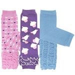 Bowbear Little Girls 3 Pair Layered Ruffles Leg Warmers, Hearts, Cupcakes, Ruffles, and Sky Blue Ruched, One Size