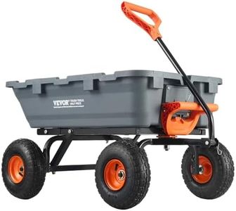 VEVOR 800lbs Poly Garden Dump Cart, Heavy Duty Wheelbarrow Yard Carts Wagons with 10in Tires, 180°Rotating Handle, Steel Frame and Quick Release System