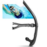 swim snorkel for lap swimming,adult swimmers snorkeling gear for swimming snorkel training in pool and Open Water,Center Mount Comfortable Silicone Mouthpiece One-Way Purge Valve