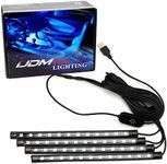 iJDMTOY 4pc 5 36-SMD LED Ambient Styling Lighting Kit for Car Interior Decoration Powered from Car 5V USB Socket Ultra Blue