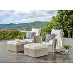 DEVOKO 4 Piece Garden Set with Cushions Rattan Outdoor Chairs Patio Wicker with Two Ottomans for Outdoor and Indoor Places (Beige and Off-White)