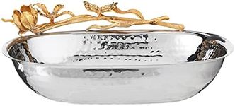 Elegance Butterfly Tray Square Serving Bowl, 10.5", Silver/Gold