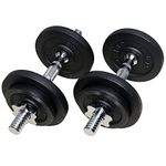 PRISP Adjustable Weight Dumbbells Set - Includes 2 Bars, Cast Iron Plates and Threaded Collars