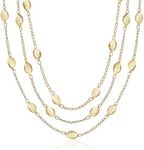 Barzel 18K Gold Plated Cascading Layer Leaf Necklace, 16-20 Inches with 2 Inches Extension - Made In Brazil