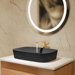 Kohler Modern Life Countertop Wash Basin, Drain Cut Only Slim Rim Bathroom Sink (24x 16x 5cm, Thunder Grey Matte Finish, Rectangular Thin Ceramic Vessel)