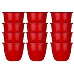 Amazon Brand - Umi Plastic Duro Flower Pot for Gardening, Indoor/Outdoor Planter-Red Durable Gardening Essential Elevate Your Garden (10 Inch) (Pack of 12)