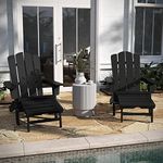 Taylor & Logan Hedley Adirondack Cup Holder and Pull Out Ottoman, All-Weather HDPE Indoor/Outdoor Lounge Chair