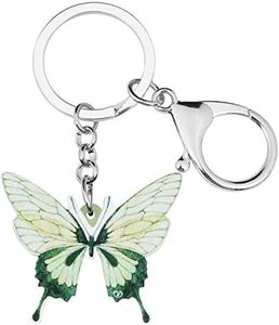 DUOWEI Vivid Acrylic Morpho Monarch Butterfly Keychain Handbag Charm Keyring Summer for Women (Green)