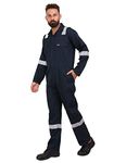 CLUB TWENTY ONE Men's Cotton Coverall for Industrial and Protective Use with Certified Reflective Tape (XX-Large, Blue)