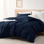 Bedsure Navy Duvet Cover King Size - Polyester & Rayon Derived from Bamboo Cooling King Duvet Cover Set, 3 Pieces, 1 Zipper Closure Duvet Cover (104"x90") & 2 Pillow Shams, Comforter Sold Separately