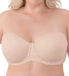 Vanity Fair Silicone Women's Beauty Back Smoothing Strapless Bra, 4-way Stretch Fabric, Lightly Lined Cups Up to H, Rose Beige, 34d