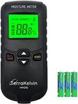 TerraKelvin Pinless Moisture Meter: Enhanced Inductive Non-invasive Lumber Moisture Meter, Digital Moisture Meter for Wood Non-Damaging 10-Grade Density Settings for Timber Drywall Moisture Meter