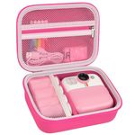 Kids Camera Case Compatible with Agoigo/for Seckton/for DEKER/for Miiulodi/for Yoophane Digital Waterproof Camera. Portable Camera Storage Box for Cable, Memory Card and Accessories(Bag Only) (Pink)