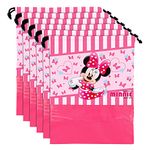 Kuber Industries Shoe Cover For Traveling|Disney Minnie Print Non Woven Drawstring Bag|Shoe Bags For Shoes, Slipper, Heels|Transparent Window|Pack of 6 (Pink)