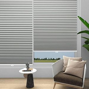 Changshade Cellular Shades Cordless Blackout , Honeycomb Blinds Room Darkening Window Shades Light Blocking, 1.5'' Single Cell Pleated for Bedroom, Child, Bathroom, 33" W x 72" H, Grey, JZCEL33GY72C