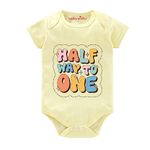 baby wish Monthly Birthday Milestone Romper for Boy’s and Boy’s Dress Happy Birthday Bodysuit Half Sleeve Romper Set for One Months birthday Romper Half WAy To One