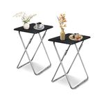 Garden 4 you Folding TV Tray Table,TV Dinner Table with Sturdy MDF Top,Eating Trays for Living Room with No Assembly Required, 2PCS (Black)