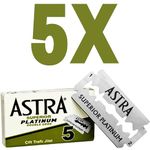 5 Astra Superior Platinum Double Edge Razor Blades for Professional Barbers and Traditional Shaving Enthusiasts