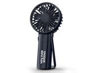 UN1QUE Mini Handheld Fan, 1800 mAh Rechargeable Portable Hand Fan with Stand, 3 Speeds Small Fan, Brushless Motor USB Fan for Home, Office, Kitchen, Makeup & Travel Use by Women and Men (Navy blue)