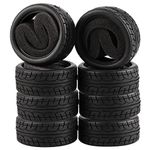 Shaluoman 8pcs 1/10 on Road Soft Tires Tyres Fit for RC 1:10 Touring On Road Car Wheels Rim Black