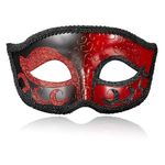 MYSEUNI 2024 New Red Masquerade Mask for Men- Retro Venetian Mens Masquerade Ball Mask for Cosplay Halloween Party Mardi Gras Mascarade Ball