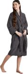 SENSES By Riba Plush Soft Terry Cotton Unisex Bathrobe/Bathing Gown with Shawl Collar for Women and Men. Lightweight, Highly Absorbent Luxurious(Grey, Small)