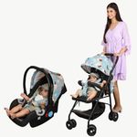 POLKA TOTS Click Clack Travel System Baby Stroller & Pram Infant Car Seat for Kids, Travel Friendly, Safe, Easy to Use Stroller for 0 to 3 Years, Stroller and Car Seat Combo(Rainbow Print)