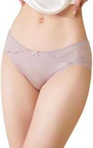 SilRiver Women's 100% Silk Lace Brief Panties, Sexy and Comfortable Underpants Hipster, Recommend for Sensitive Skin (Medium, Lavender Mist)