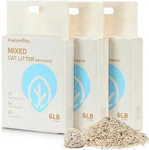 FUKUMARU Mixed Tofu Cat Litter, Strong Clumping Cat Litters, Effective Oder Control, Dust Free and Ultra Absorbent Water Flushable Bentonite Tofu Cat Litter, White Tea Cat Litter, 18 lbs(3 Packs)