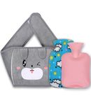 Yungden Hot Water Bottle, 47 Inch/120CM Extended Cute Waist Belt Hot Water Bag with Soft Cover, Detachable Body Warmer for Neck Feet, Hands, Shoulder, Back and Legs, Hot bag for Pain Relief (Pink + Lovely Cat)