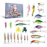 Fishing Advent Calendar 2024 Mens, 24PCS Christmas Countdown Adult Advent Calendar 2024 With Fishing Bait & Fishing Accessories, Christmas Gift for Men Women Dad Grandfather Teen Boys Anglers